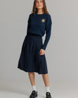 Patch cable knit sweater navy