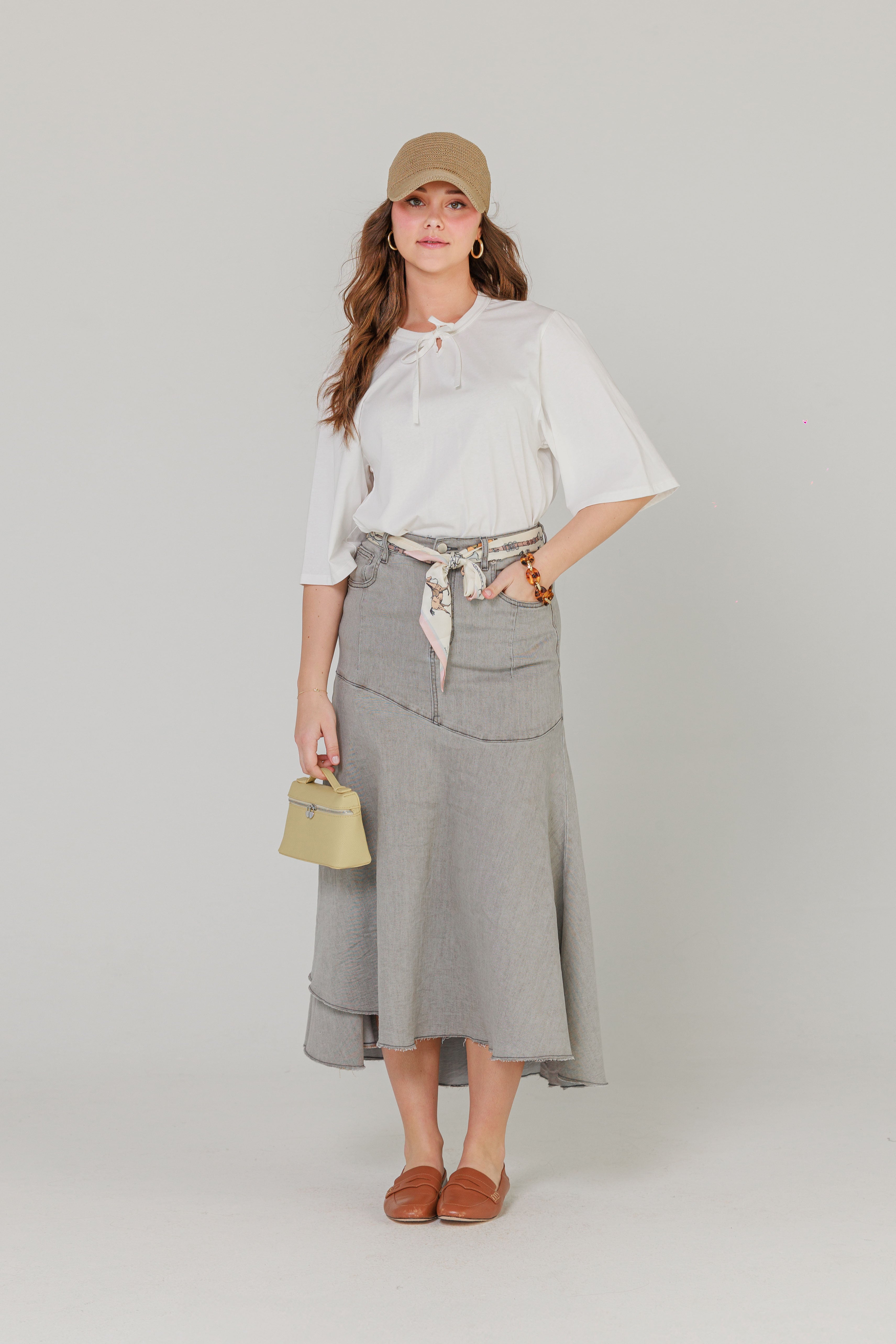 Stretch denim skirt grey – LOUP