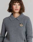 Logo Collar Sweater Grey