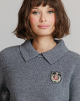 Logo Collar Sweater Grey