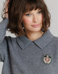 Logo Collar Sweater Grey