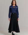 Everyday stretch denim skirt black