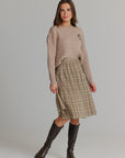 Patch cable knit sweater tan