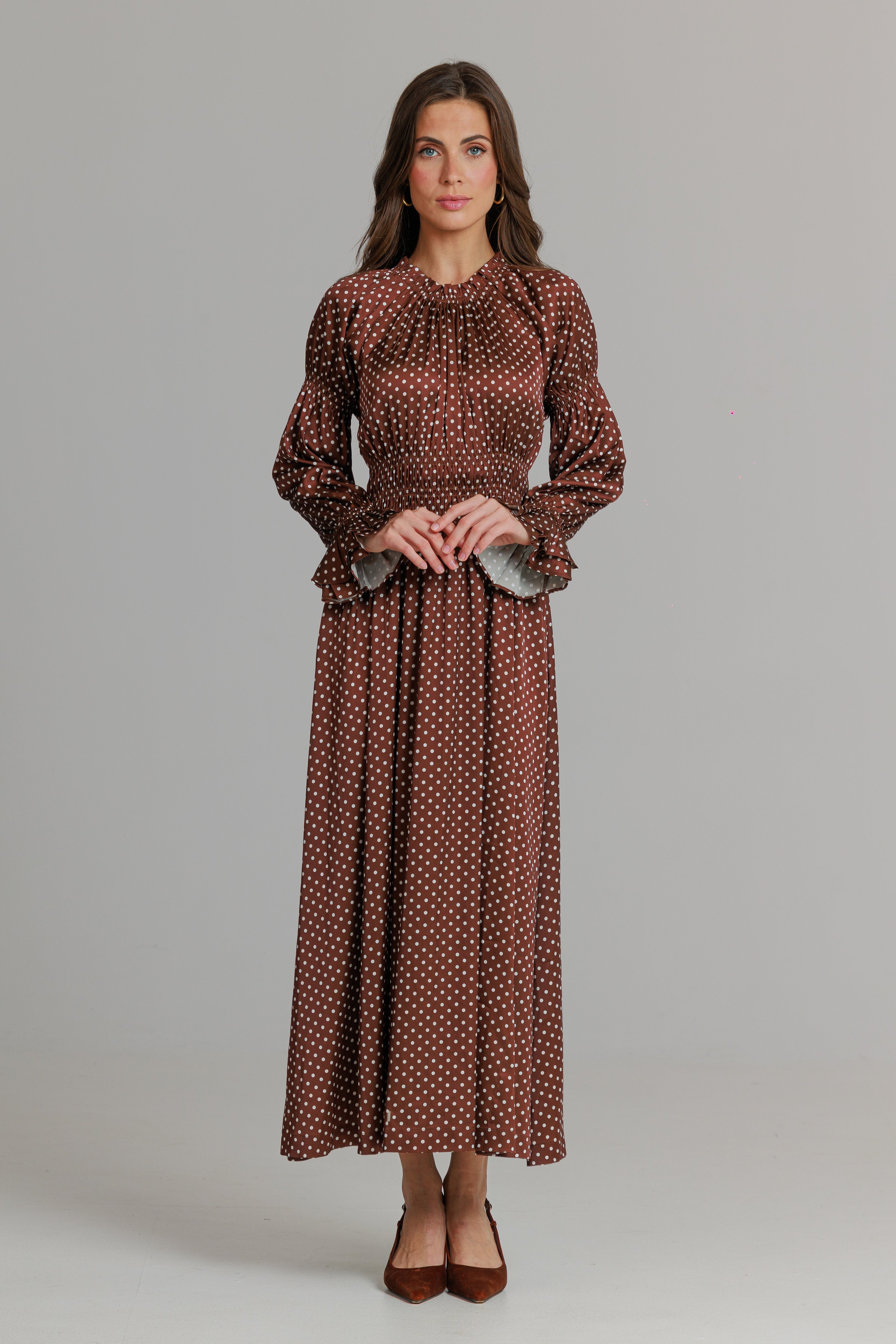 トップス SOOR PLOOM Dahlia smock milk Polkadot Satin Smock dress – LOUP