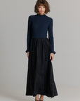 Two tone pointelle maxi Black