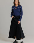 Everyday stretch denim skirt black
