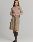 Patch cable knit sweater tan