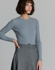 Wide Ribbed knit top gray