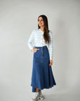 Stretch denim skirt blue