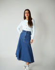 Stretch denim skirt blue