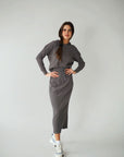 Grey Ribbed Hoodie