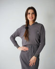 Grey Ribbed Hoodie