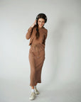 Tan Ribbed hoodie