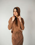 Tan Ribbed hoodie