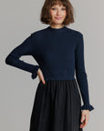Two tone pointelle maxi Black