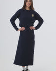 Patch cable knit sweater navy