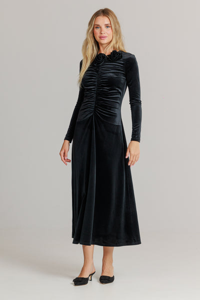 Velvet Rosette dress black – LOUP