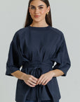 Wrap Tie Tee navy