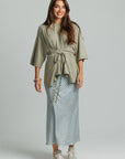 Wrap Tie Tee Sage