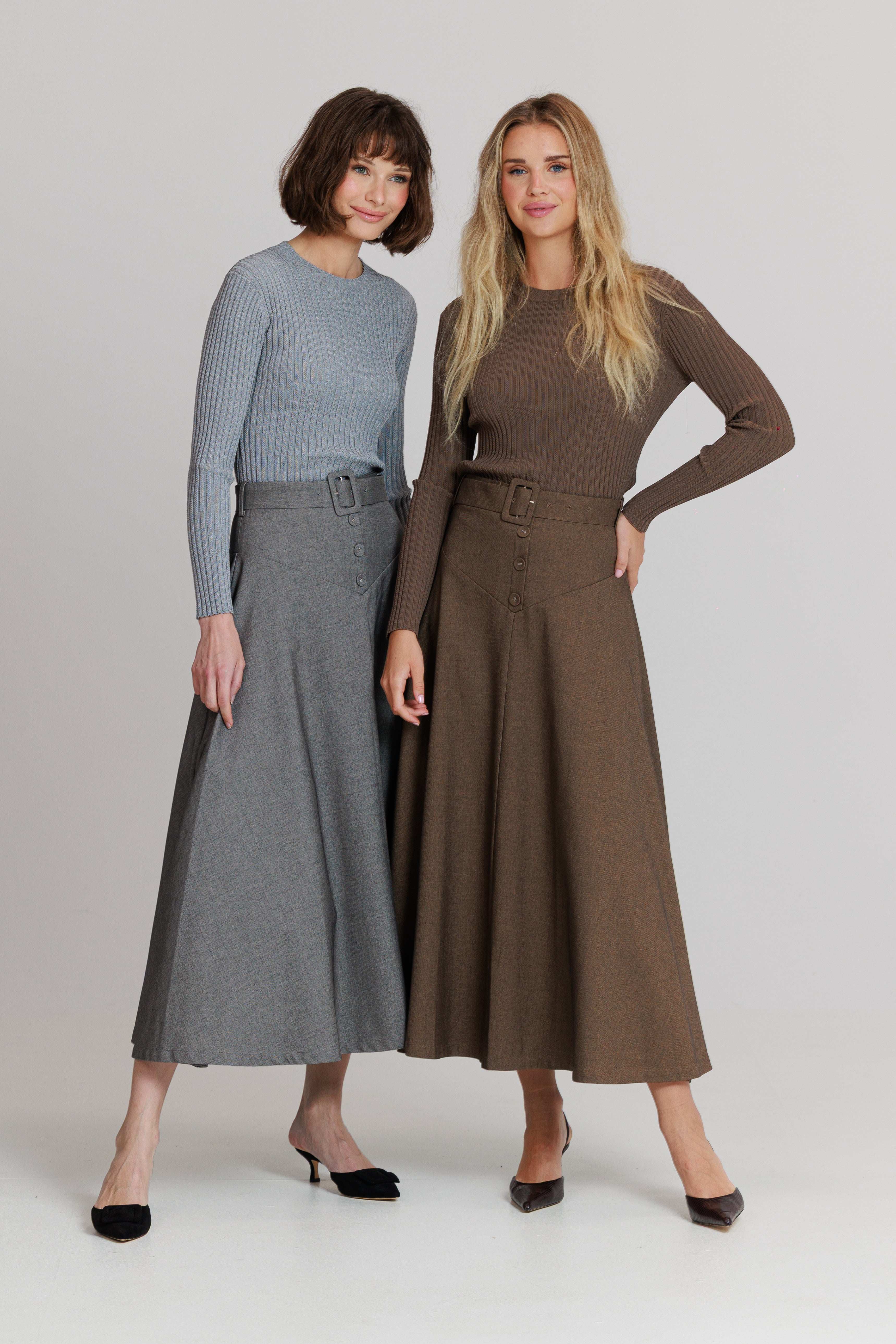 Wide Ribbed knit top gray