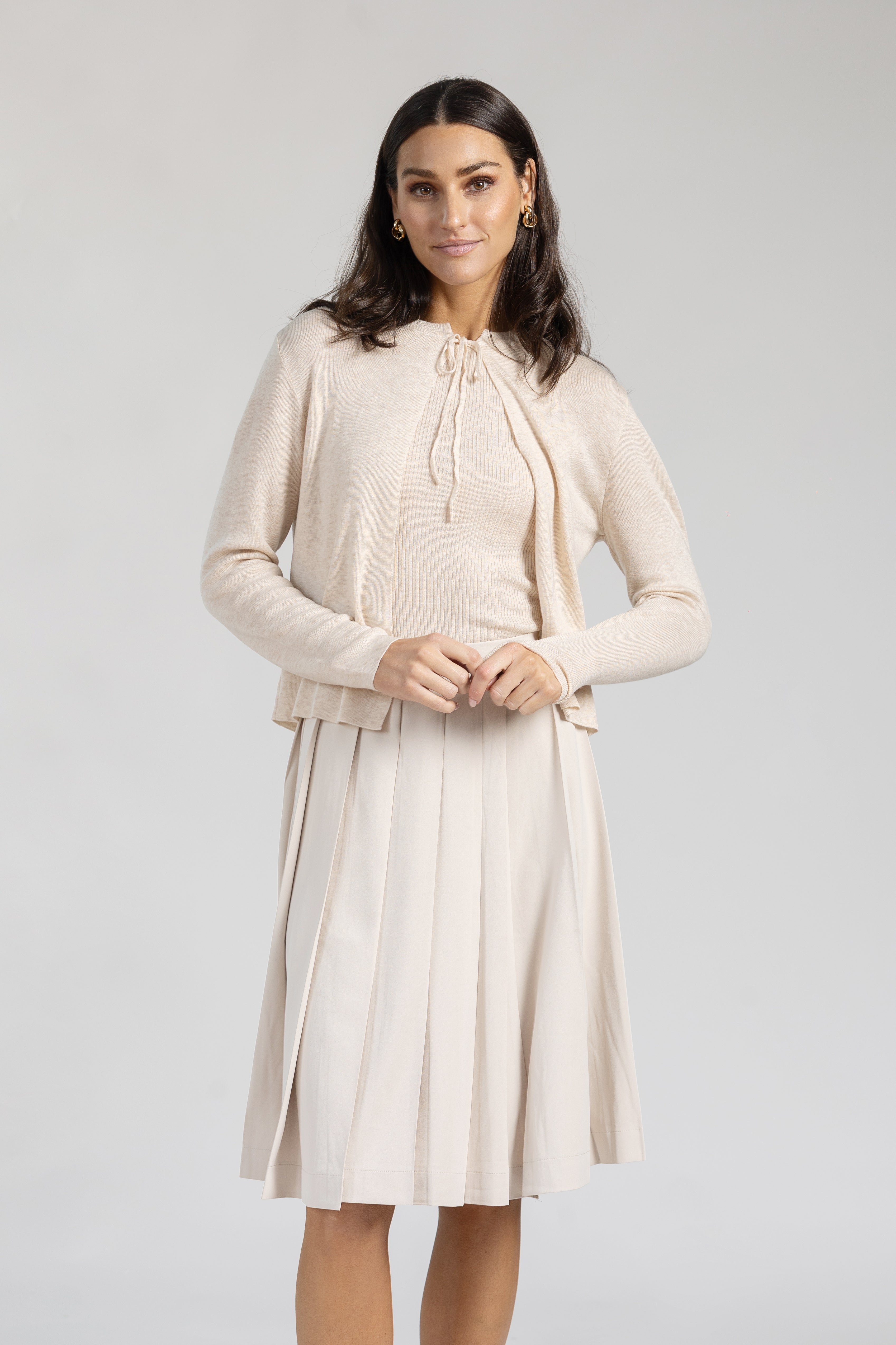 Cream Crepe Skirt