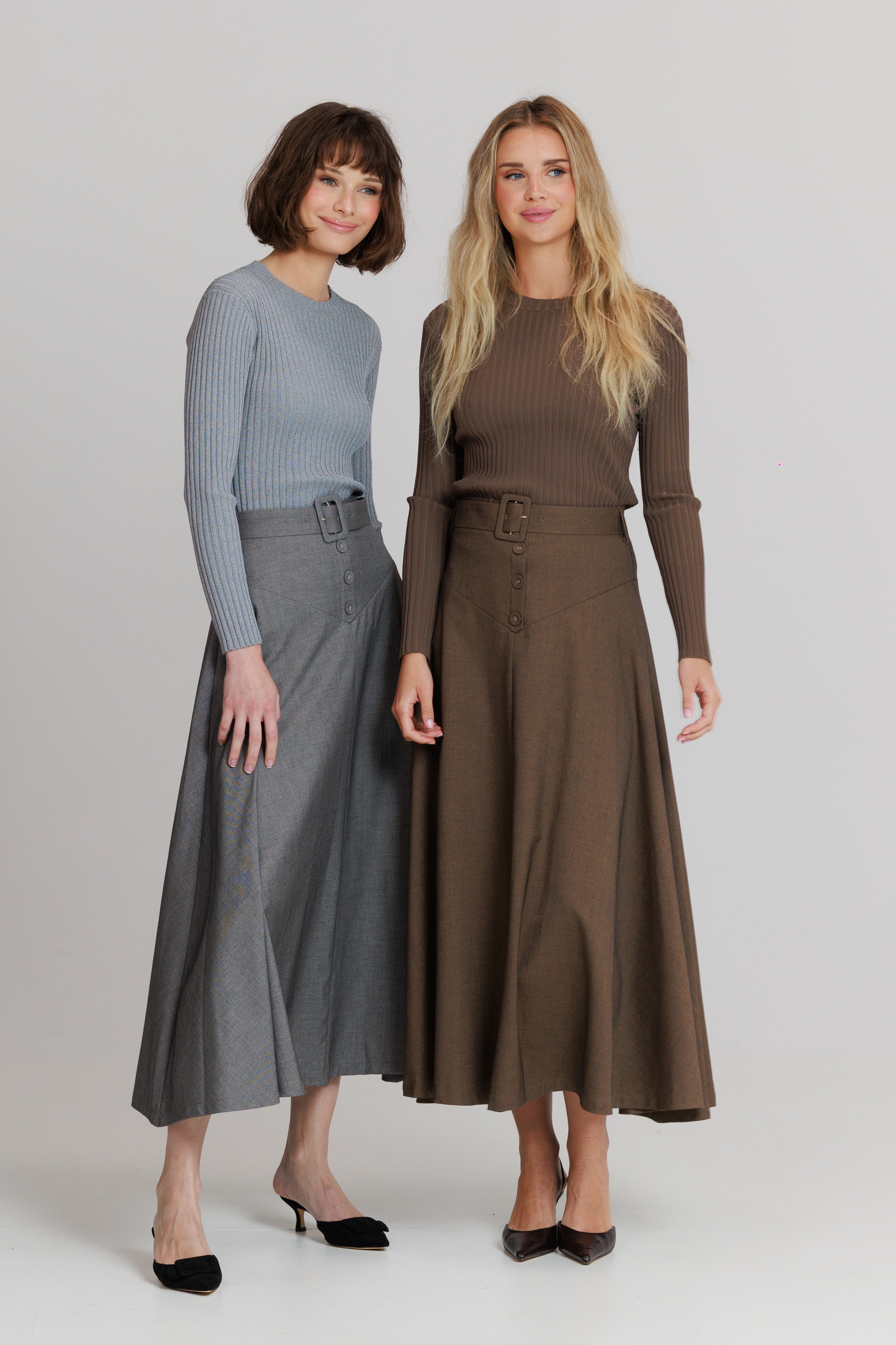 Fit and flare skirts gray