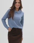 Collar Knit Sweater , Powder Blue